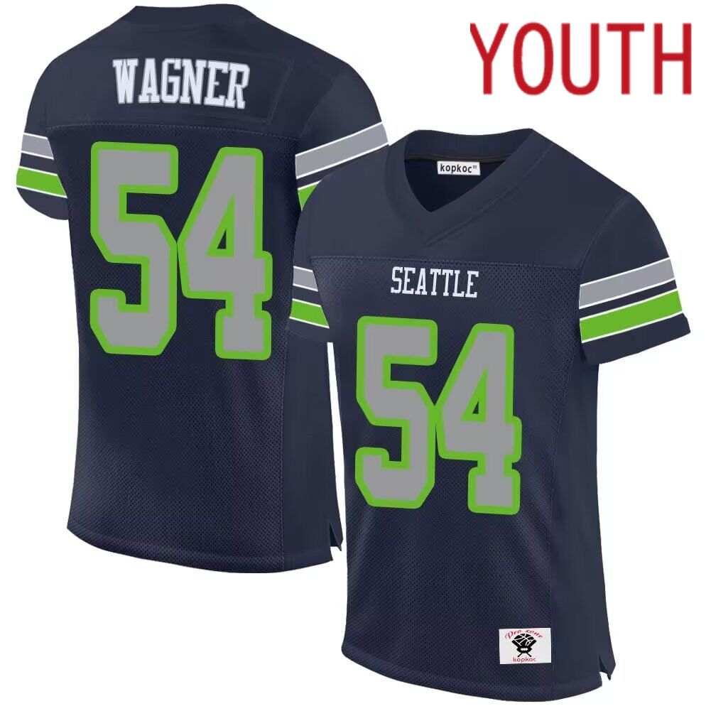 Youth Seattle Seahawks #54 Wagner blue 2024 Nike Game NFL throwback Jersey